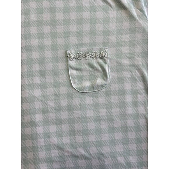 CUDDL DUDS SAGE GREEN & WHITE CHECKED SHORT SLEEVE T SHIRT SIZE XL - Picture 3 of 4